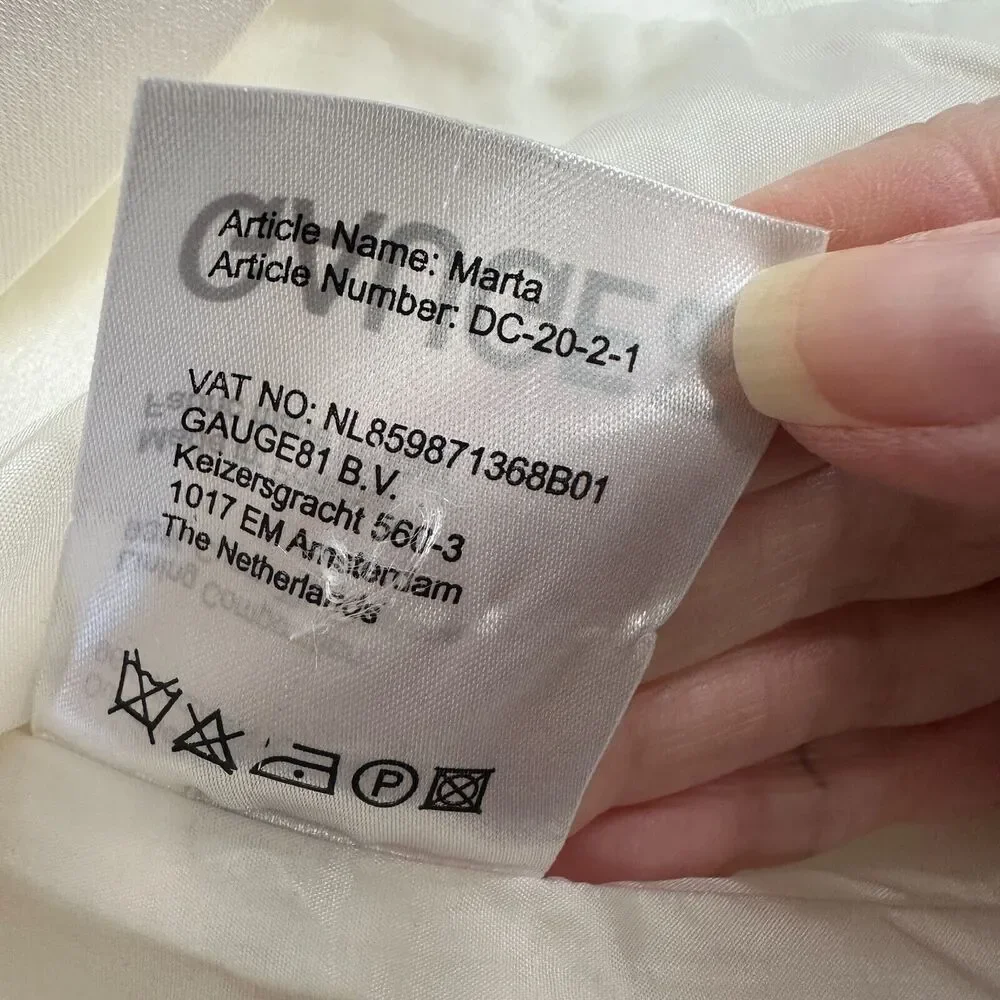 Gauge81 Marta White Satin Cut Out Square Neck Sleeveless Open Side Tie Back  SM - Picture 11 of 13